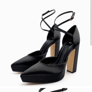 Zara heeled platform shoes in black size 38